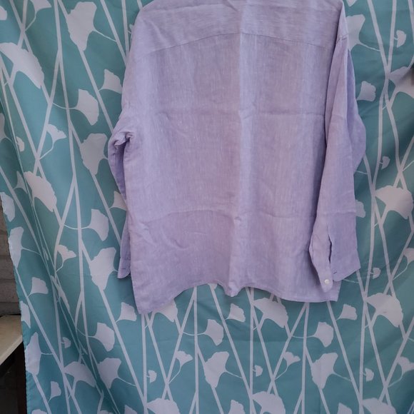 J.JILL Purple Linen Button up L/Sleeve Oversized Blouse +measurement - Picture 11 of 11